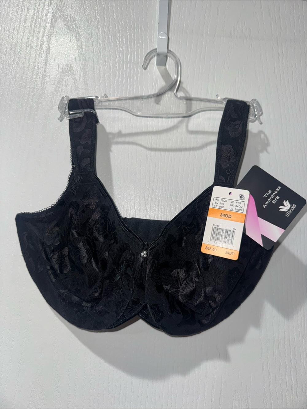 Wacoal Black Jacquard Full-Coverage Bra - 34DD